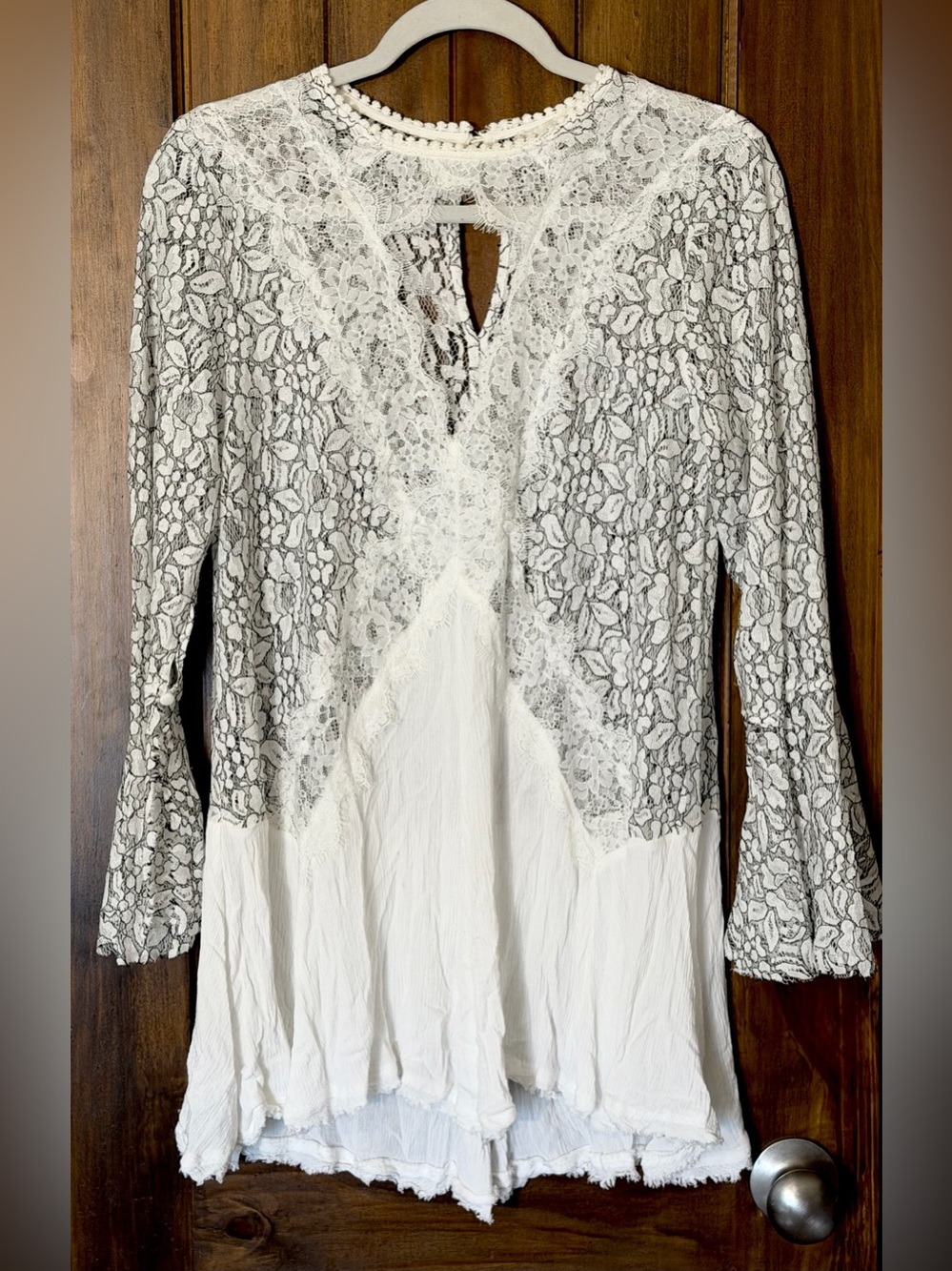 Altar'd State White Lace Overlay Tunic Top